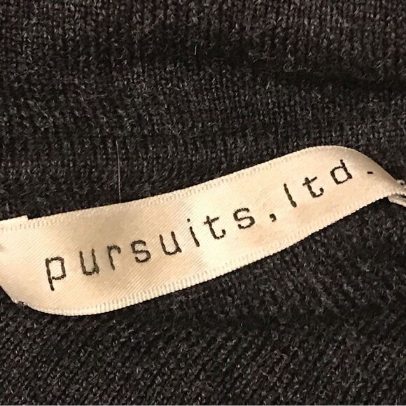 Cowl neck charcoal gray 100% wool Long sleeve sweater - Picture 9 of 11